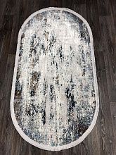 Ковер из Турции из бамбукового шелка DOKU 9347H BLUE / CREAM Овал