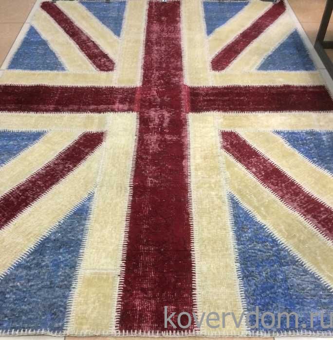 Ковер винтажный ручной работы Британский флаг Vintage Flag Patchwork 230315