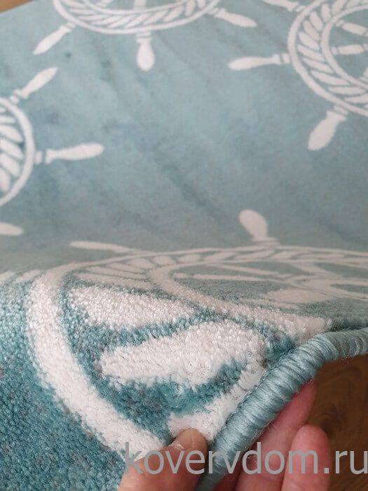 Ковер МОРСКОЙ со ШТУРВАЛОМ лазурный 