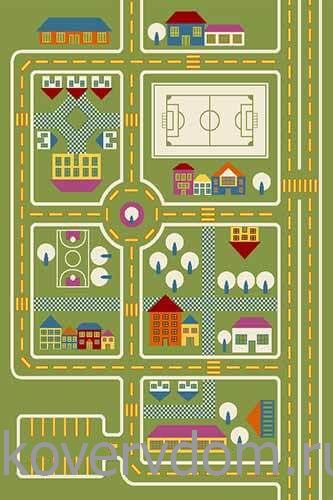 Детский ковер Городок с дорогами Кристэл С021 green