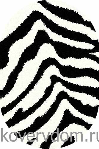 Ковер длинноворсовый SHAGGY S604 УЛЬТРА Зебра черно-белый ОВАЛ