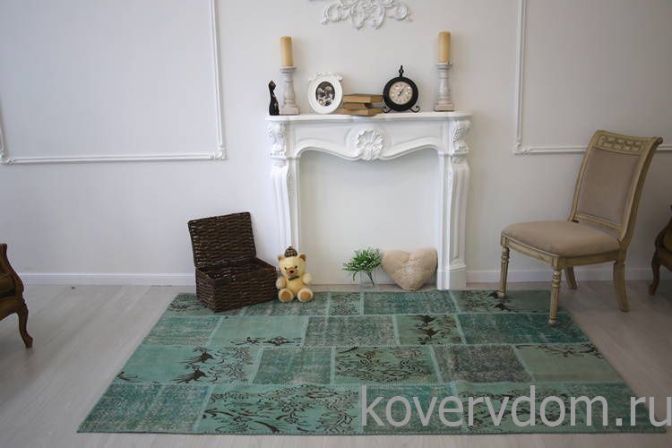 Винтажный ковер 100% шерсть пэчворк R-8900