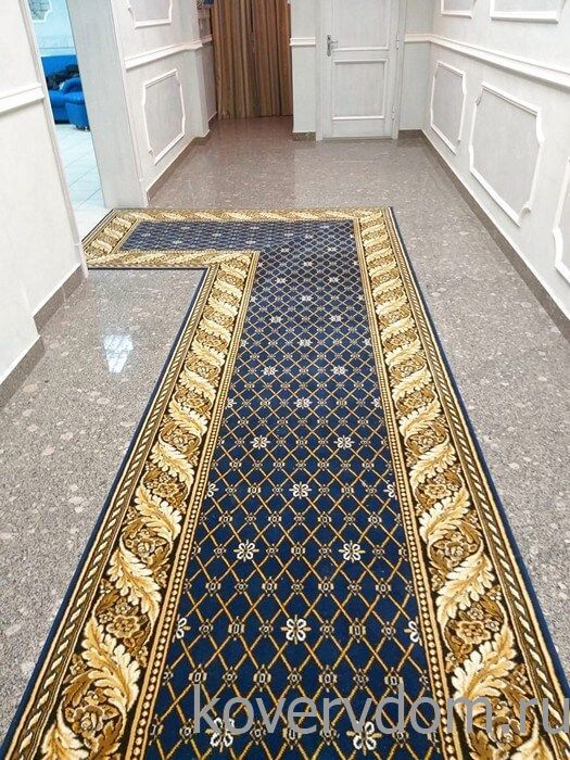 Полушерстяная ковровая дорожка KONSUL blue с укладкой на лестницу